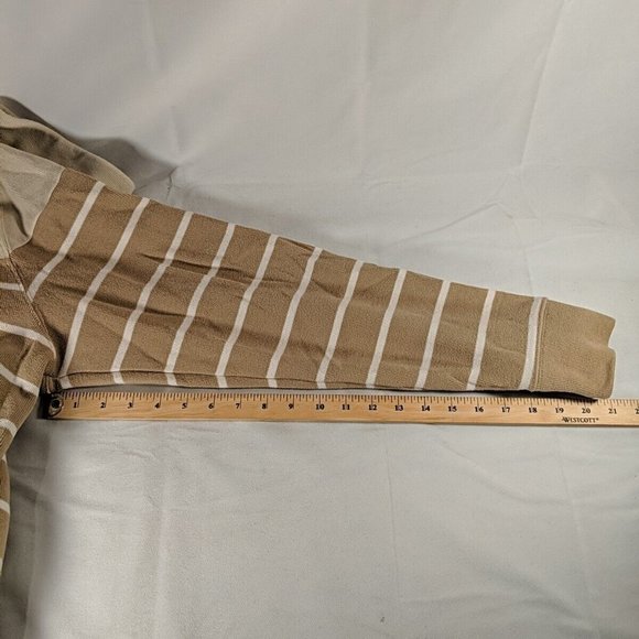 Land's End Quarter 1/4 Zip Pullover Sweater Beige Tan Striped Long Sleeve XXL 2X - Picture 12 of 14